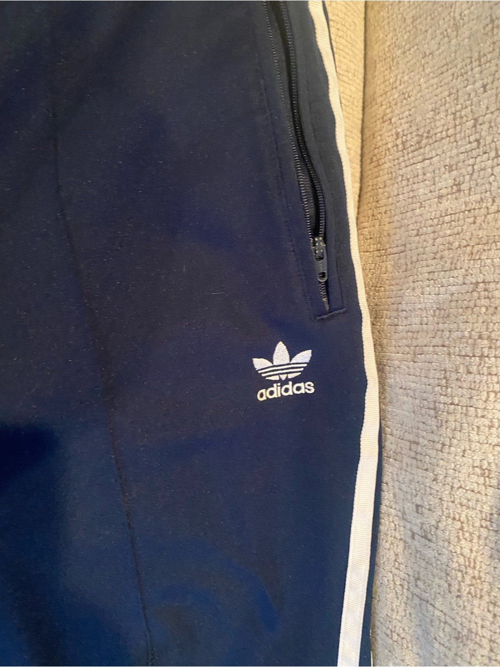 adidas Navy Blue Track Jacket/Suit with White Stripes and pants SST - Picture 8 of 9